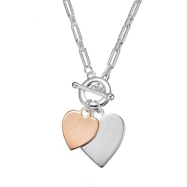 Amelia Rose Gold and Silver Heart Duo Necklace