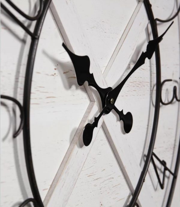 Barn Door Clock in White - Image 4