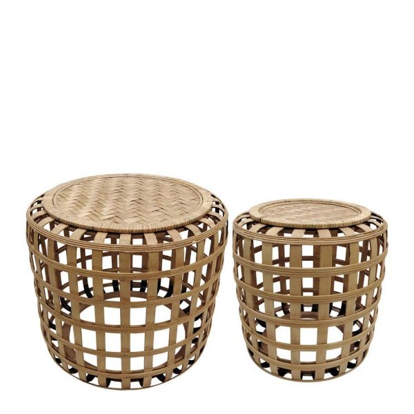 Cayman Set of 2 Tables 55.3x55.3x49cm & 39x39x41cm Natural - Image 2