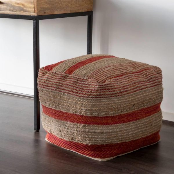 Perry Ottoman 45x45x40cm Natural & Brick - Image 5