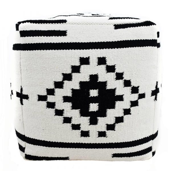 Ezra Ottoman 45x45x40cm White & Black - Image 2