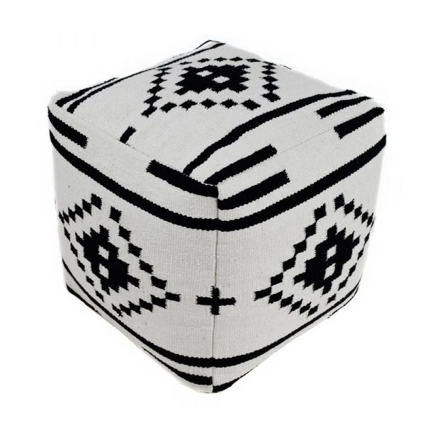 Ezra Ottoman 45x45x40cm White & Black - Image 3