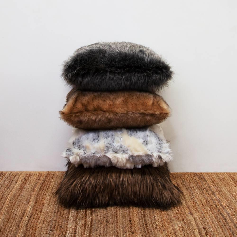 Grey faux fur clearance cushions