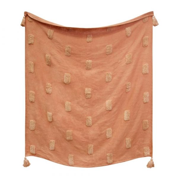 Quinn Textured Throw 130x160cm Clay Pink and Soft Pink