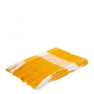 Wren Faux Mohair Throw 130x160cm Mustard & White