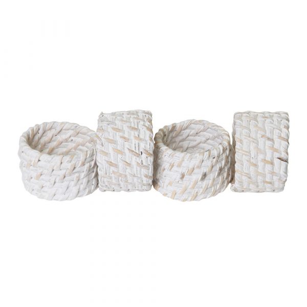 Rattan Napkin Ring Set of 4 Dia=6,H-4 White Wash - Image 4