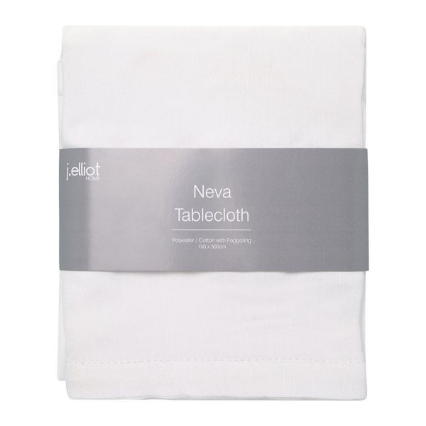 Neva Table Cloth with Fagotting 150x300cm Off-White - Image 3