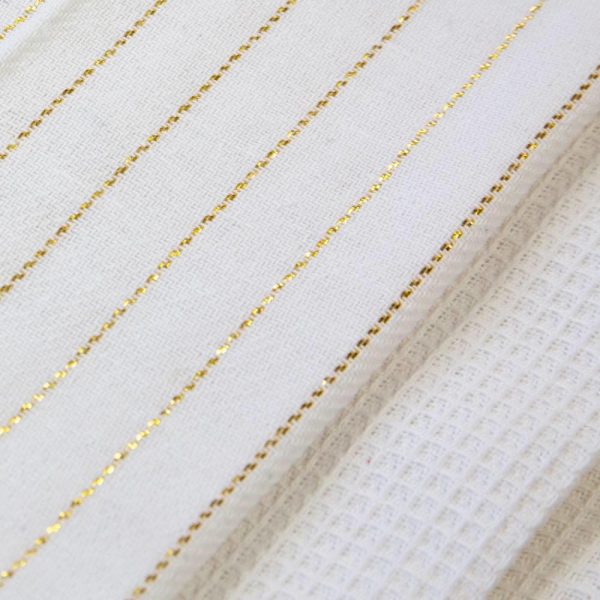 Festive Stripe Tea Towel 50x70cm Gold/White - Image 3