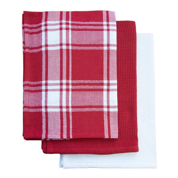 Festive Checks Tea Towel 50x70cm Red/White - Image 2