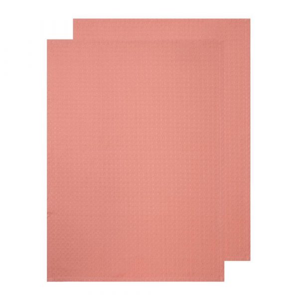 Waffle 2 Pack Tea Towels 50x70cm Clay Pink - Image 2