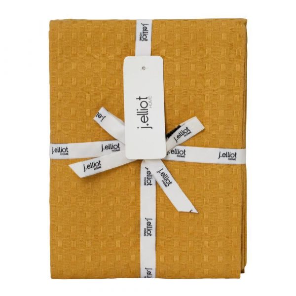 Waffle 2 Pack Tea Towels 50x70cm Mustard - Image 3