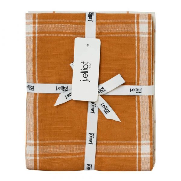 Check 2 Pack Tea Towels 50x70cm Ginger & Sand - Image 3