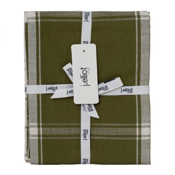 Check 2 Pack Tea Towels 50x70cm Olive & Sand - Image 3