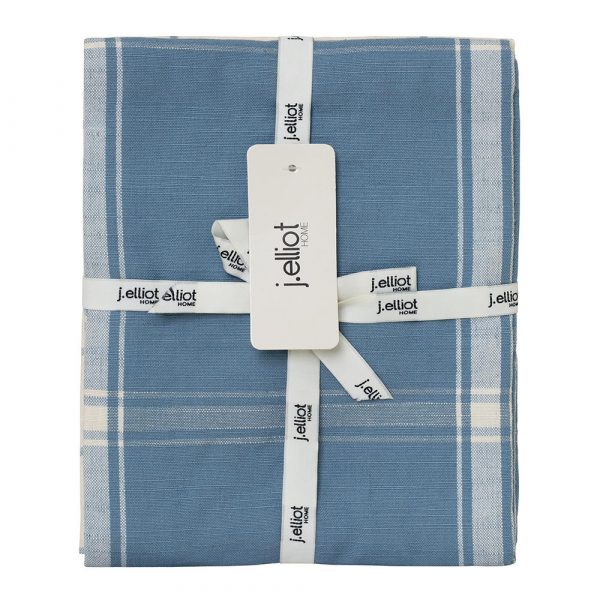 Check 2 Pack Tea Towels 50x70cm Steel Blue & Sand - Image 3