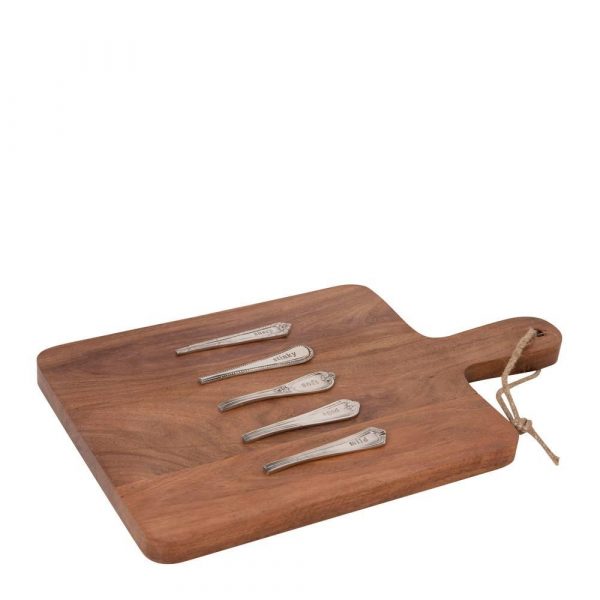 Ched Cheese Board & Marker Set 38x23x2cm Natural & Silver - Image 2