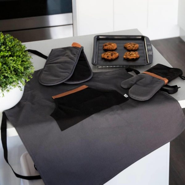 Selby Oven Mitt 34x15cm Charcoal & Black - Image 4