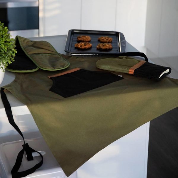 Selby Apron 83x68cm Olive & Black - Image 4