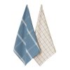 Check 2 Pack Tea Towels 50x70cm Steel Blue & Sand