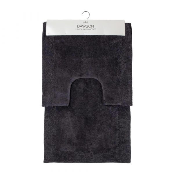 Dawson 2 Piece Bathmat Set 50x50cm & 50x80cm Charcoal