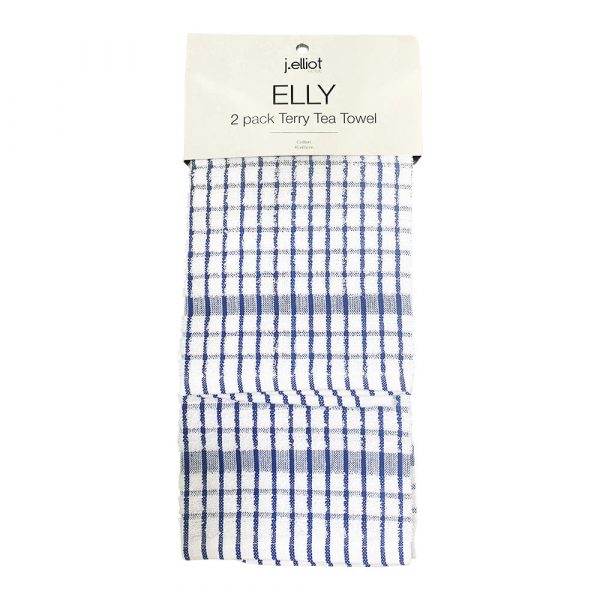 Elly 2 Pack Tea Towel 45x65cm Blue