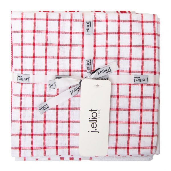 Gardenia 3 Pack Tea Towels 50x70 cm - Red - Image 2