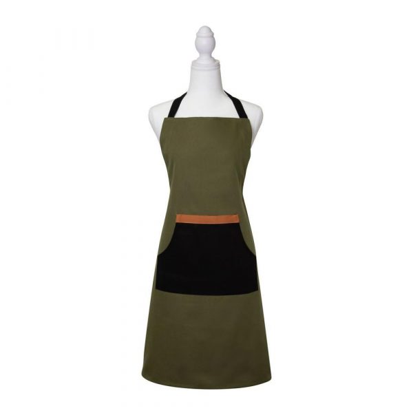 Selby Apron 83x68cm Olive & Black