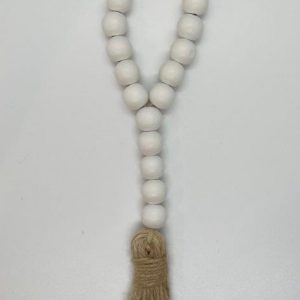 Wood White Beads Loop with Tassels