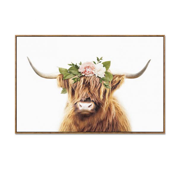 Highland Bull Flower Garland Artwork