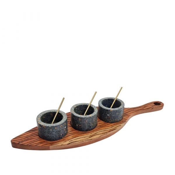 Terra Serving Board with Condiment Bowls & Spoons