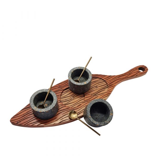 Terra Serving Board with Condiment Bowls & Spoons - Image 4