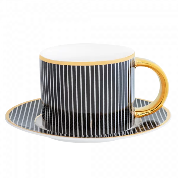 Ebony Pinstripe Teacup & Saucer