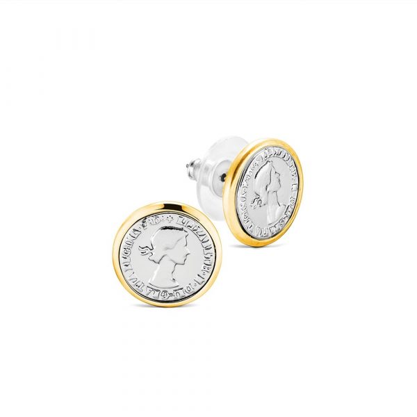 Suzie Coin Stud Earring Silver and Gold