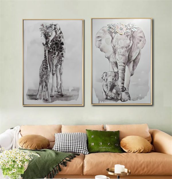 Brushed Elephant Family Wall Art - Image 3