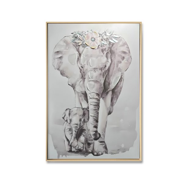 Brushed Elephant Family Wall Art