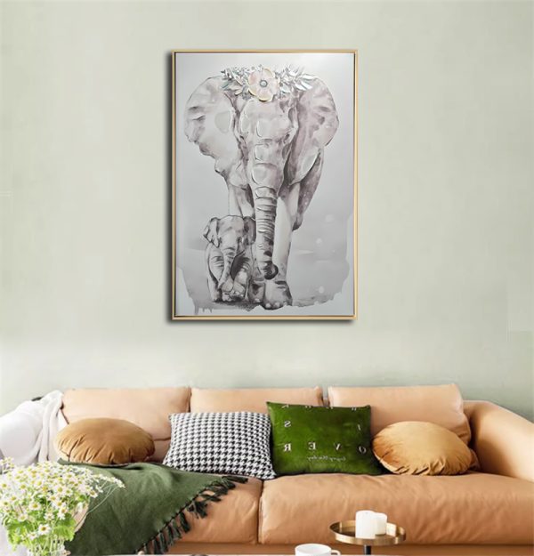 Brushed Elephant Family Wall Art - Image 2