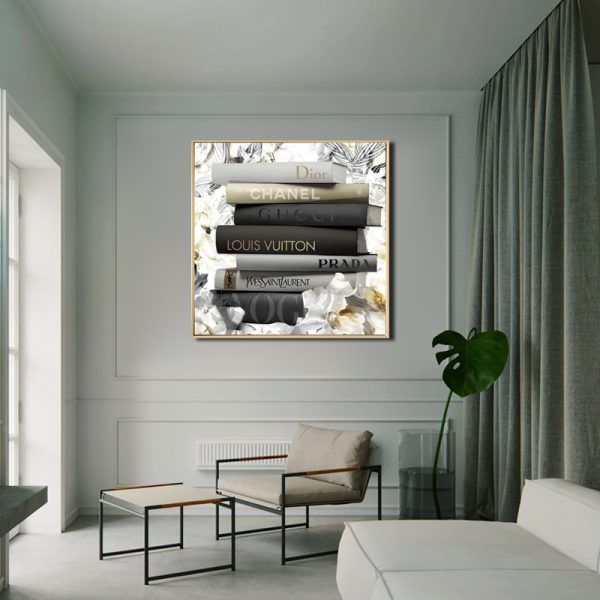 Designer Book Stack Wall Art - Image 4